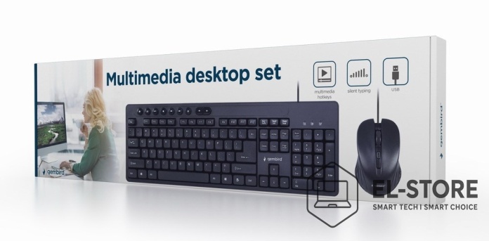 Zestaw Gembird KBS-UM-04 – czarna klawiatura multimedialna i mysz USB